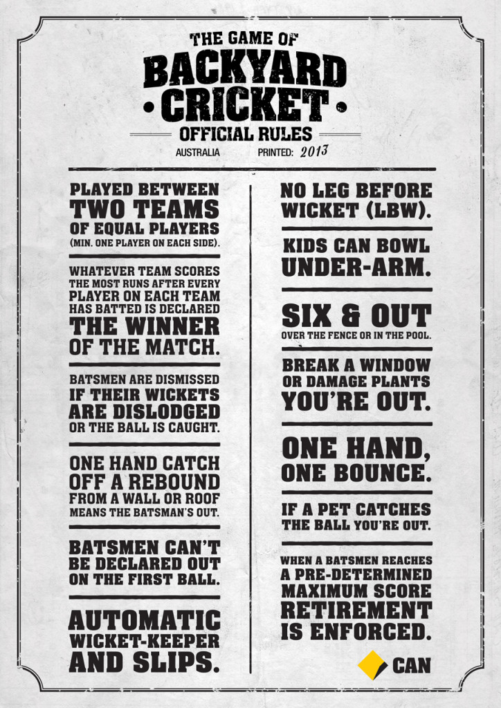 backyard cricket rules